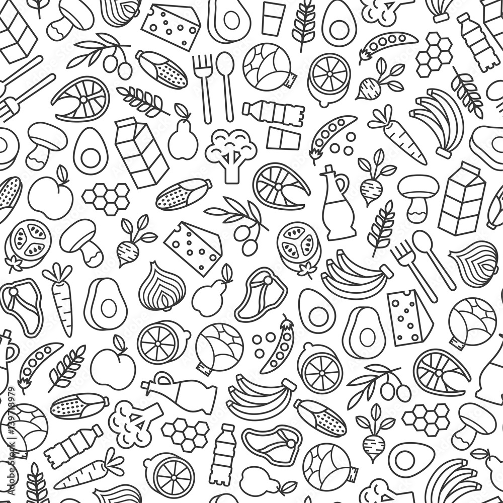 set of minimalistic healthy food icons