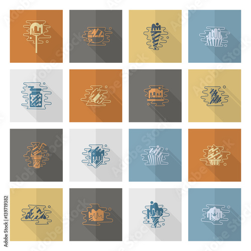 Dessert Icon Set in Modern Flat Design Style