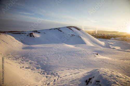 A beautiful landscape of a snowy Norwegian winter day © dachux21