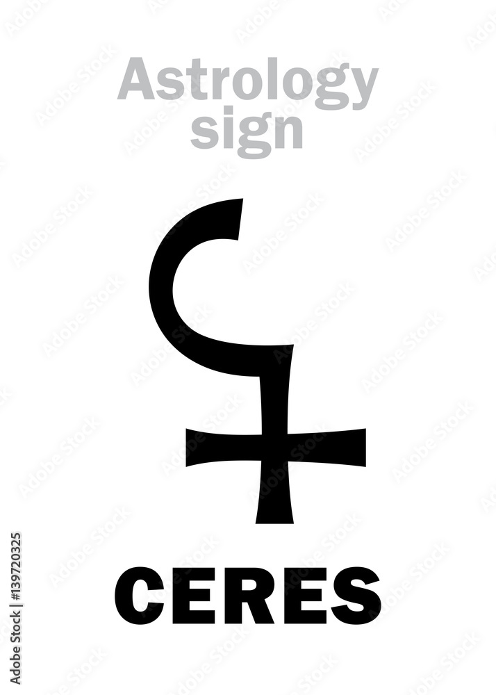 Astrology Alphabet: CERES, main asteroid. Hieroglyphics character sign (single symbol). Astrology Alphabet: CERES, main asteroid. Hieroglyphics character sign (single symbol).