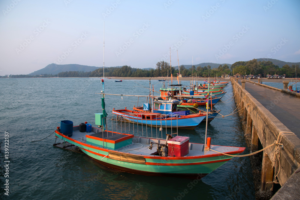Fisherman's boats parked in the sea