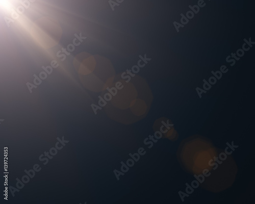 Realistic digital lens flare in black background