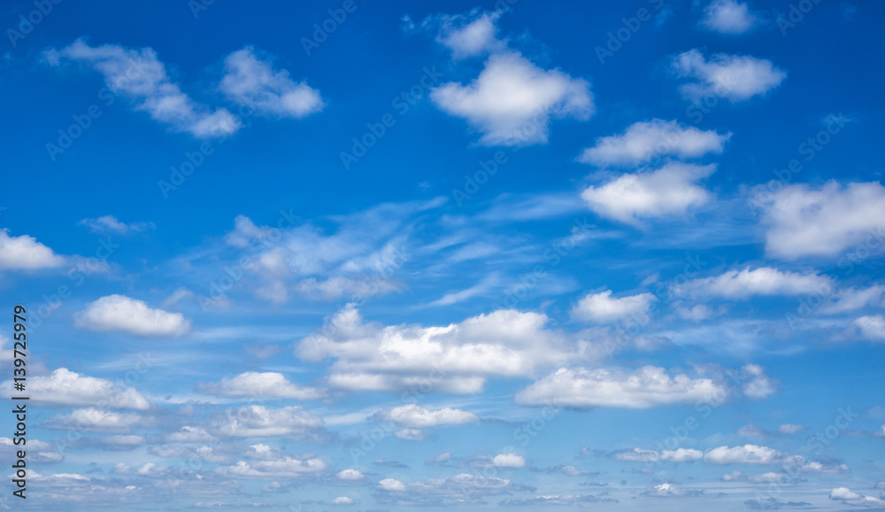 white clouds in the blue sky. Cloudy background