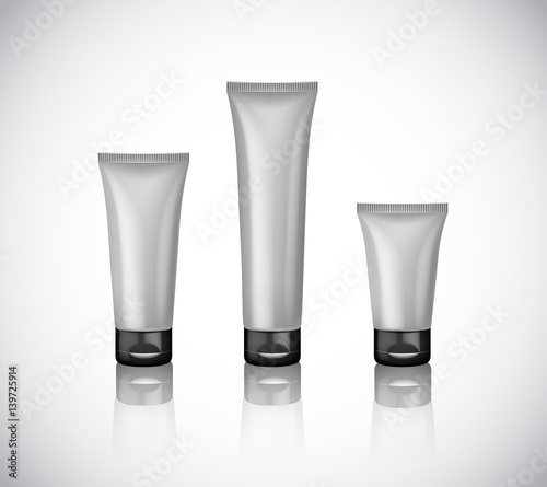 Blank cosmetic tubes for design. Brand template isolated for advertising.