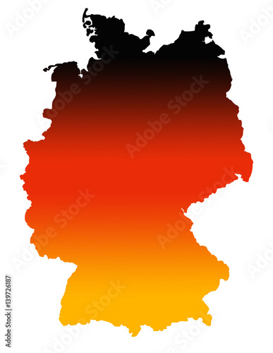 Deutscvhlandkarte in Schwarz/Rot/Gold
