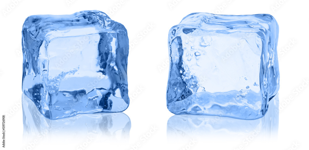 Cubes of ice on a white background.