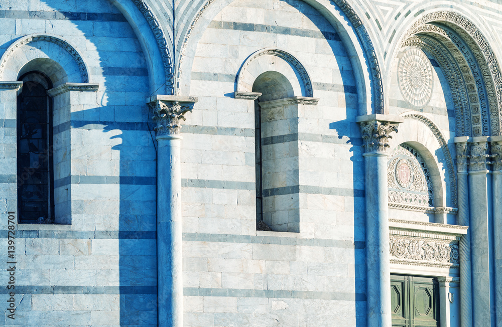 Naklejka premium Architectural detail in Square of Miracles, Pisa-Italy