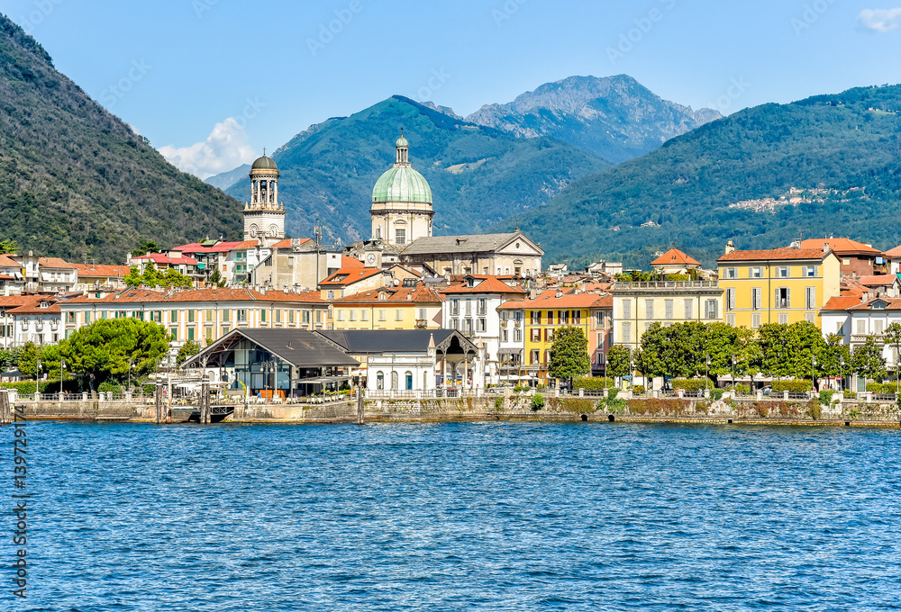 View of Intra-Verbania from lake Maggiore, Piedmont, Italy