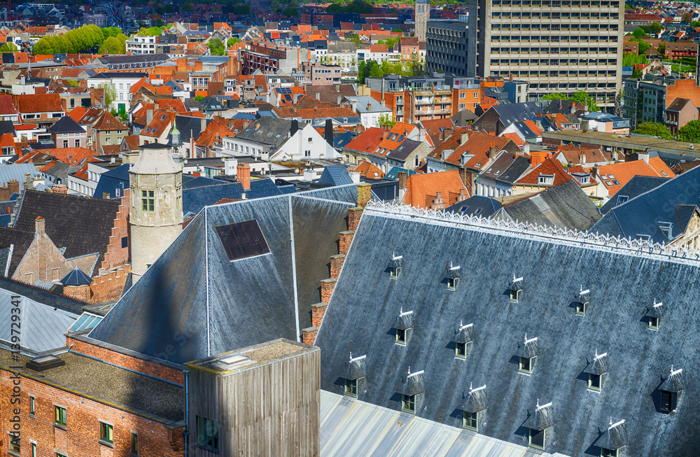 Beautiful aerial cityscape of Gent, Belgium Beautiful aerial cityscape of Gent, Belgium