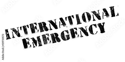 International Emergency rubber stamp. Grunge design with dust scratches. Effects can be easily removed for a clean, crisp look. Color is easily changed.