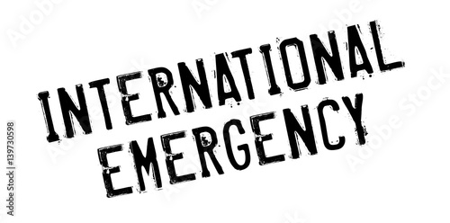 International Emergency rubber stamp. Grunge design with dust scratches. Effects can be easily removed for a clean, crisp look. Color is easily changed.