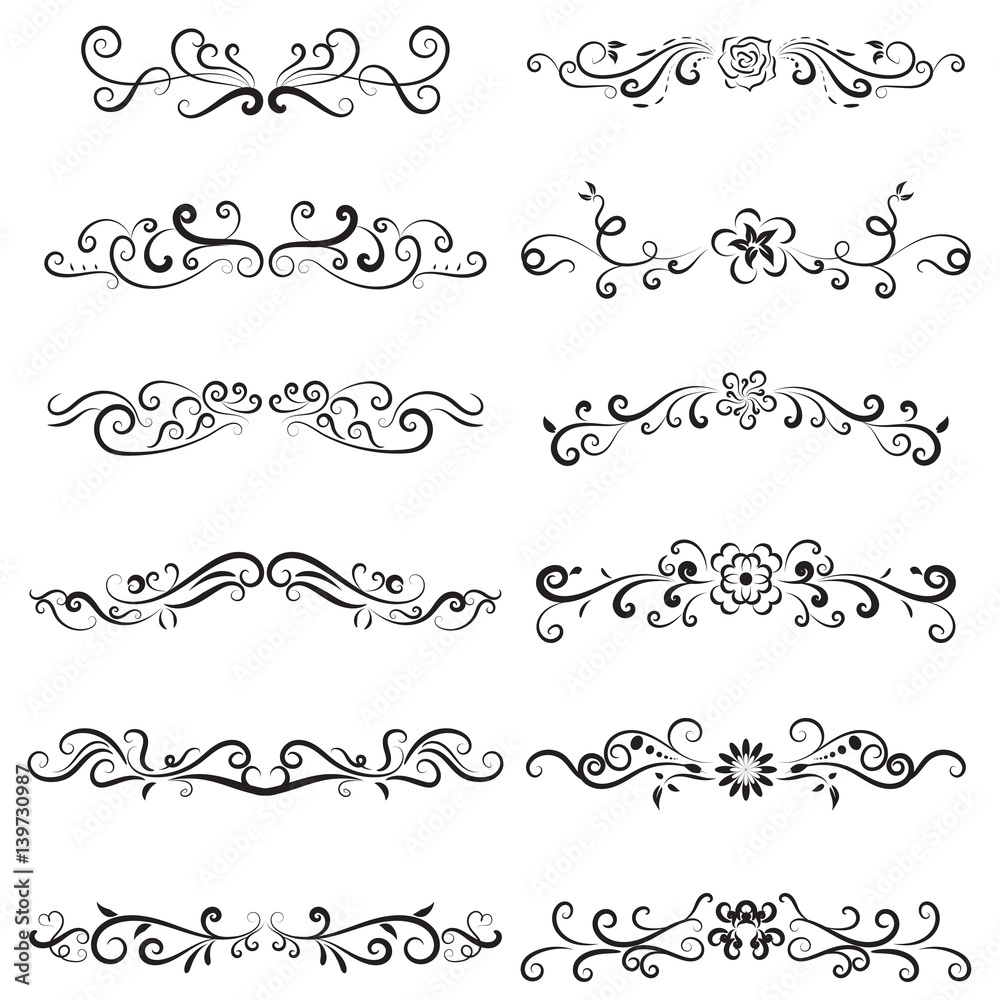vector illustration set of border calligraphic and dividers decorative vector illustration set of border calligraphic and dividers decorative