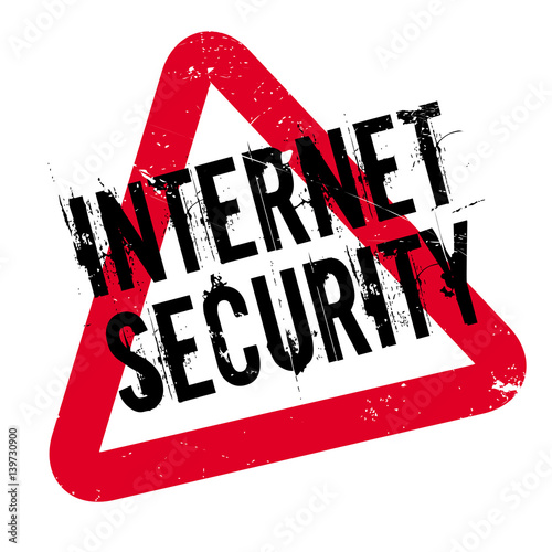 Internet Security rubber stamp. Grunge design with dust scratches. Effects can be easily removed for a clean, crisp look. Color is easily changed.