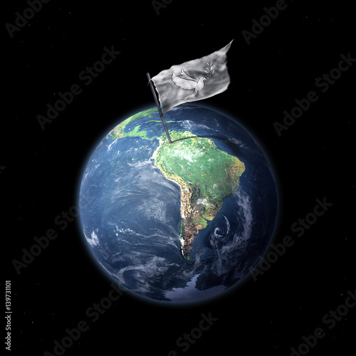 Drapeau blanc en Colombie en Amérique du Sud, vue de l'espace 