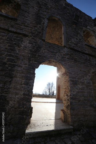 detail the ruins of an ancient fort used by soldiers during the