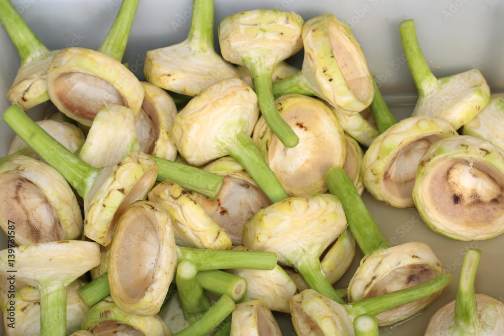 artichokes and prepared for sale in the fruit and vegetable shop