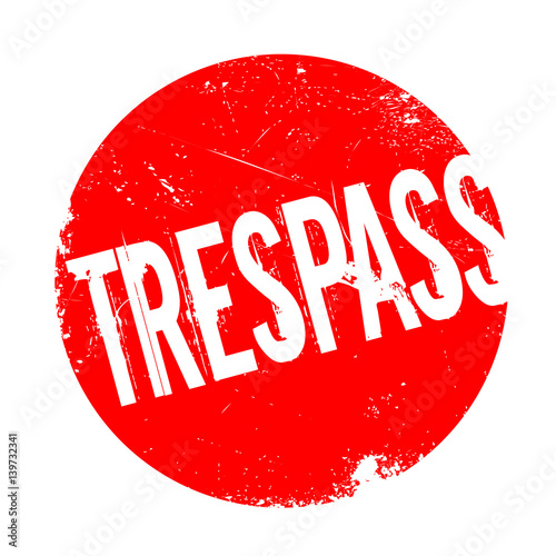 Trespass rubber stamp. Grunge design with dust scratches. Effects can be easily removed for a clean, crisp look. Color is easily changed.