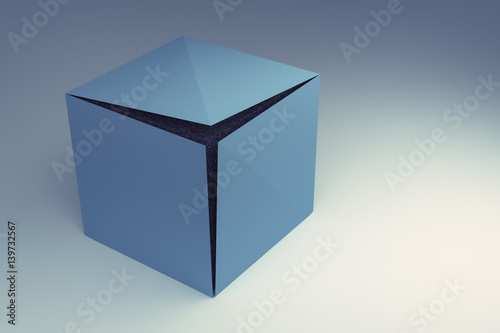 3d rendering of abstract stone cubes inside cube box