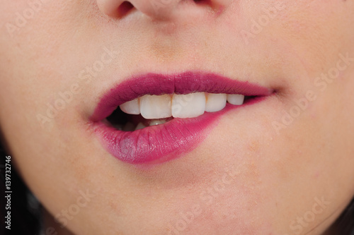 red lips, close-up portrait