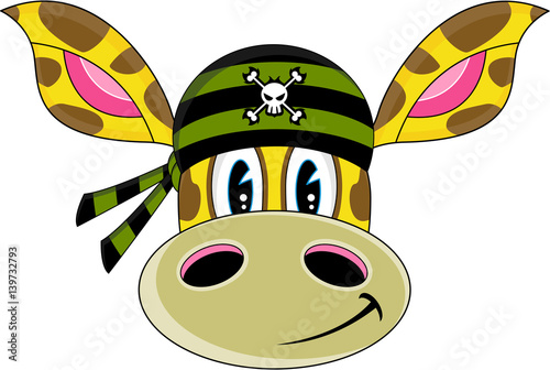 Cute Cartoon Bandana Giraffe Pirate