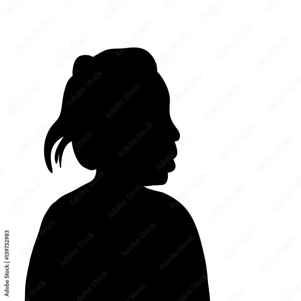 Vector, silhouette portrait of a woman, Asian
