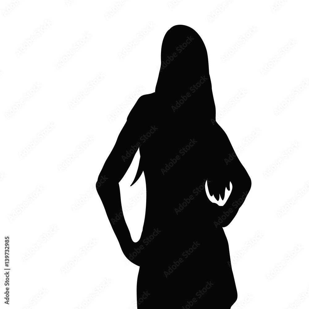 Vector, silhouette girl portrait, isolated