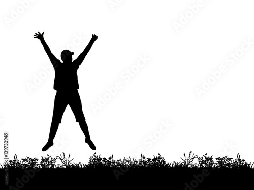 Vector  silhouette of a woman jumping