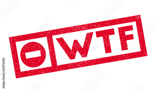 Wtf rubber stamp. Grunge design with dust scratches. Effects can be easily removed for a clean, crisp look. Color is easily changed.