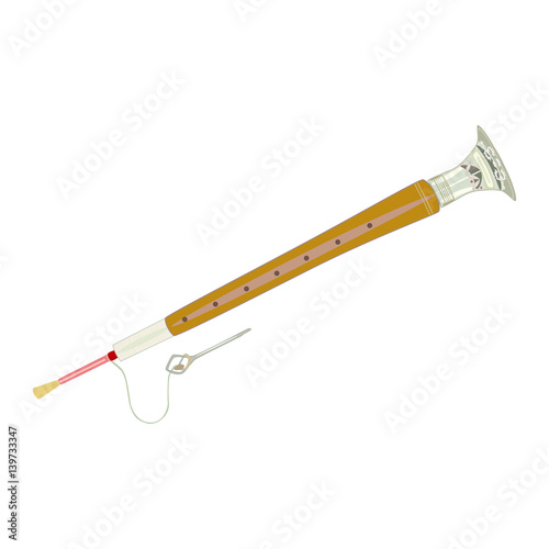 Vector illustration of traditional Indian shehnai, flat style