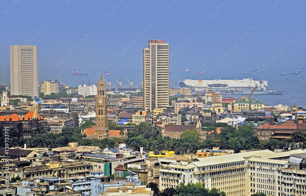 Elevated view of Stock Exchange of Mumbai India