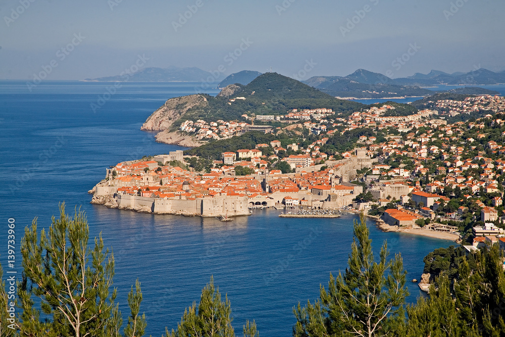 Old walled city of Dubrovnik on the Adriatic Sea.