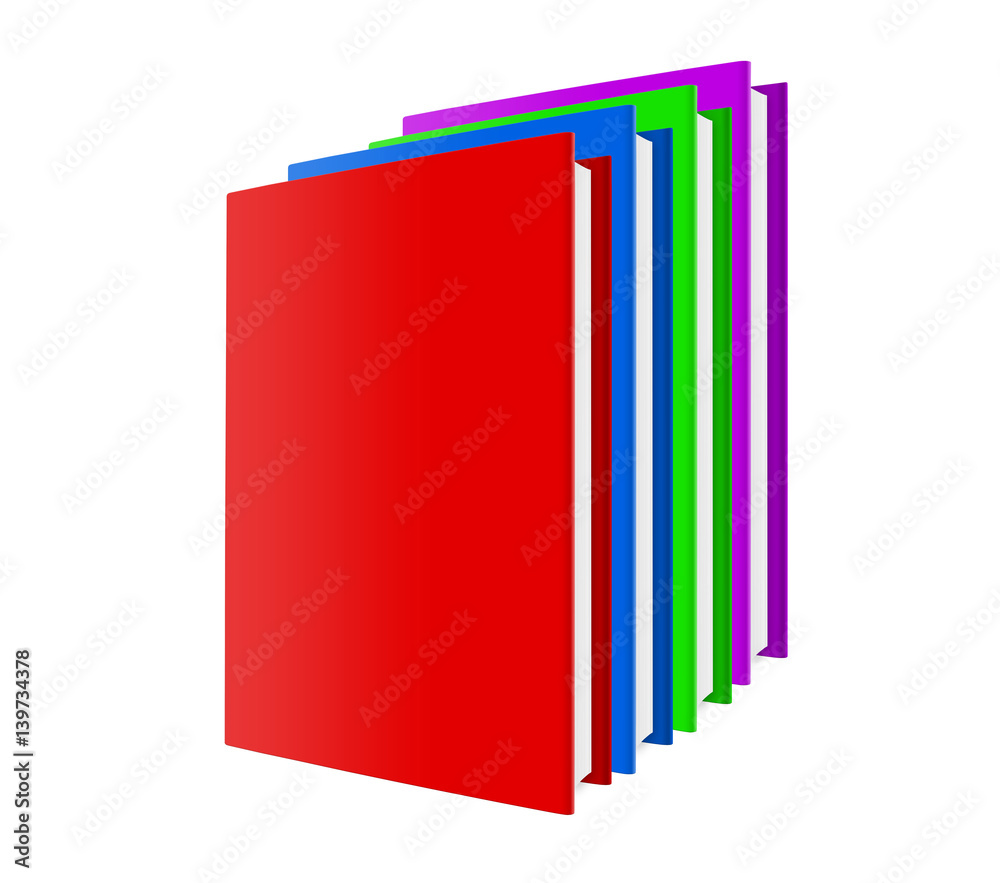 Stack of color books on white background, 3d illustration Stack of color books on white background, 3d illustration