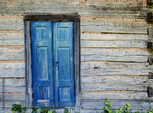 Wooden blue door SantaFe,NM photo
