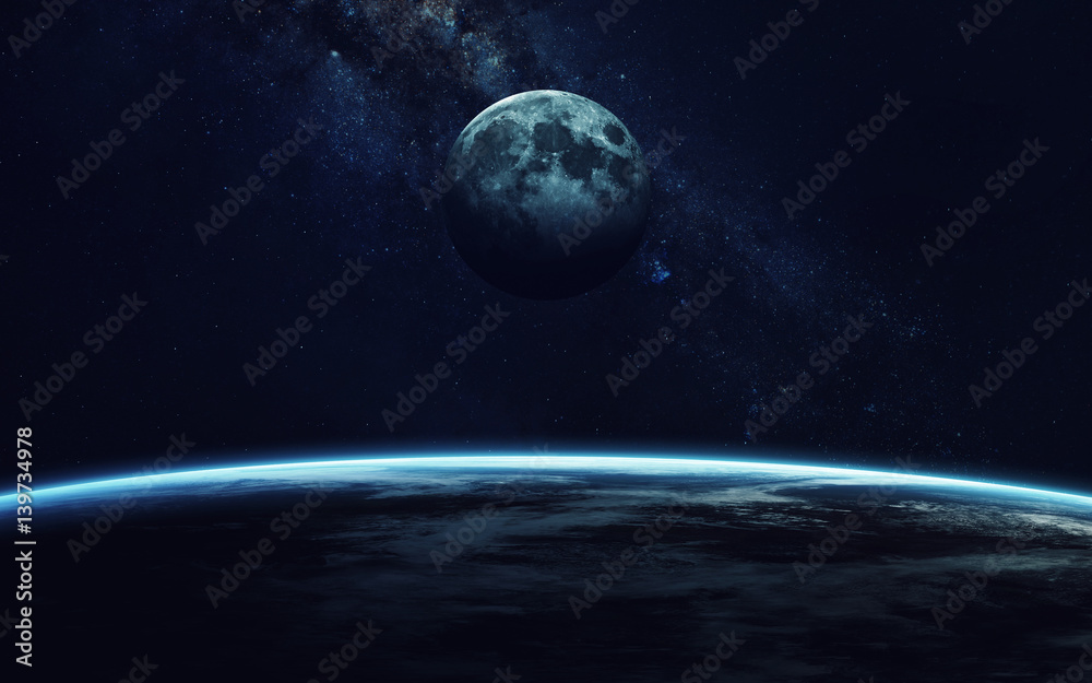 Obraz premium Earth and moon. Elements of this image furnished by NASA