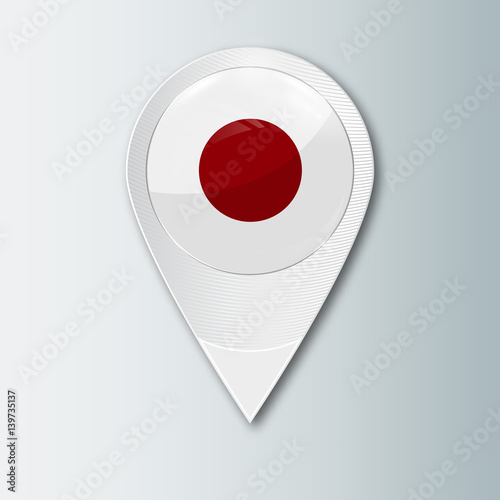 Pointer with the national flag of Japan in the ball with reflection. Tag to indicate the location. Realistic vector illustration. Free Download Pointer with the national flag of Japan in the ball with reflection. Tag to indicate the location. Realistic vector illustration. - GFXLoad