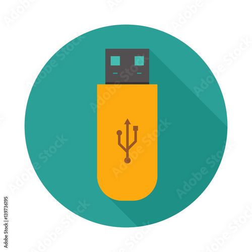 Usb flash drive icon. Flat design with long shadow