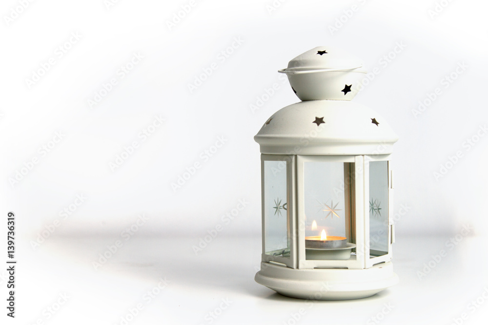 White lantern with a candle 2