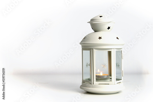 Obraz na płótnie White lantern with a candle 2 w salonie