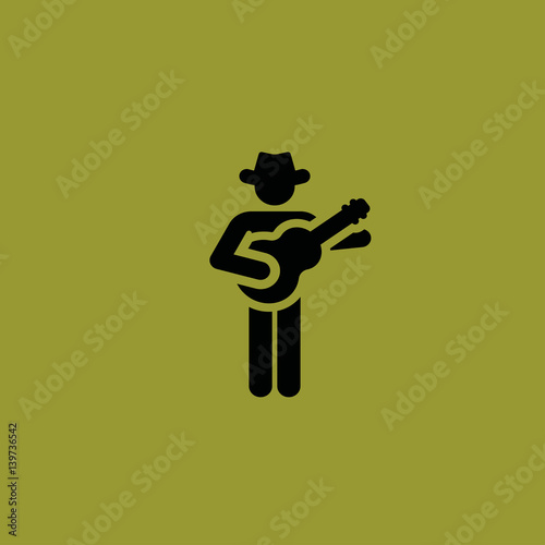 cowboy playing guitar icon. flat design