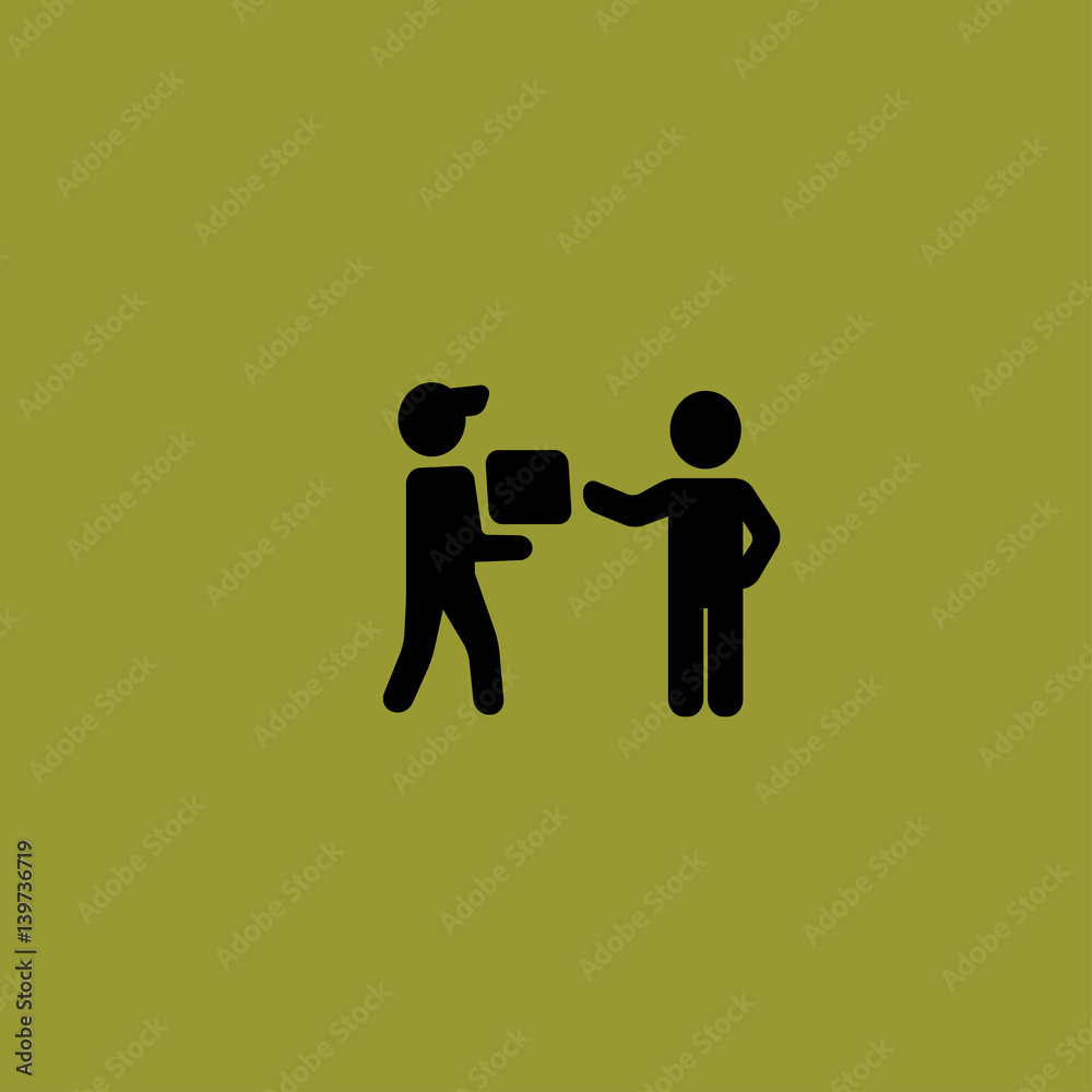 courier gives delivery icon. flat design courier gives delivery icon. flat design