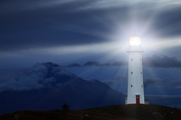 Poster Vuurtoren Cape Egmont vuurtoren Nieuw-Zeeland  © Dmitry Pichugin