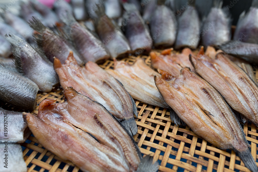 Dried fish in wet market Dried fish in wet market