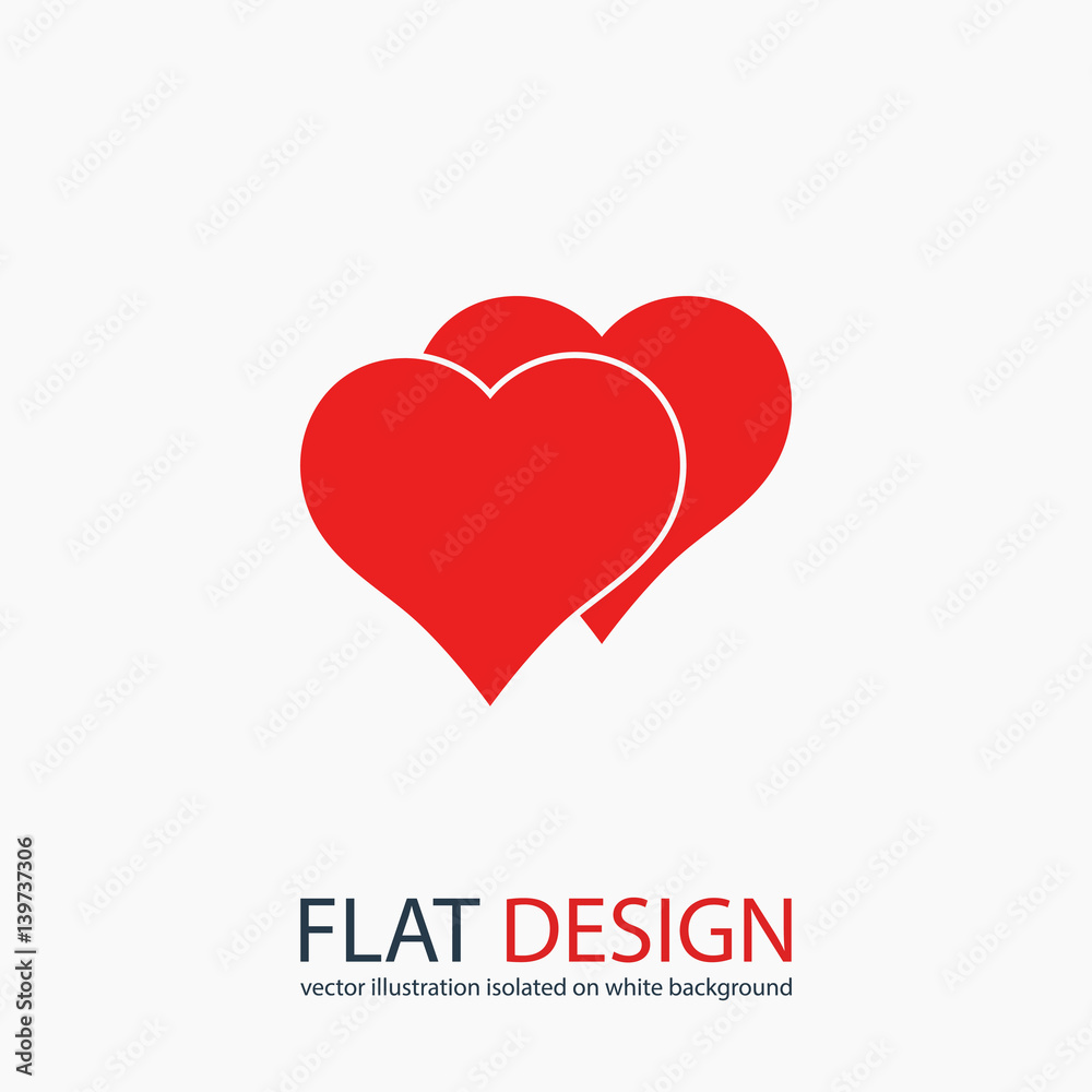 Heart Icon, vector illustration. Flat design style