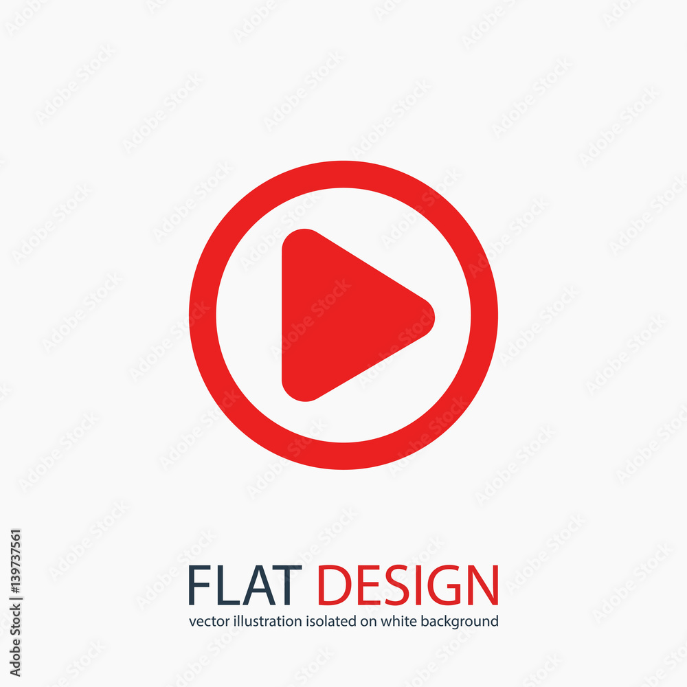 Play button web icon, vector illustration. Flat design style Play button web icon, vector illustration. Flat design style