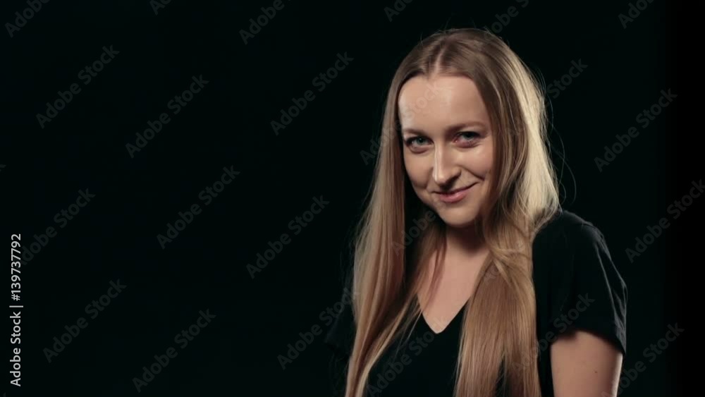 Happy charming woman gesturing beckoning isolated Happy charming woman gesturing beckoning isolated