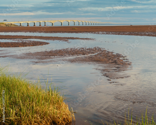 View of the Confederation Bridge from Prince Edward Island at low tide. photo
