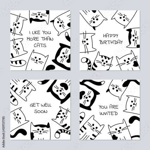 Set of 4 backgrounds with cats