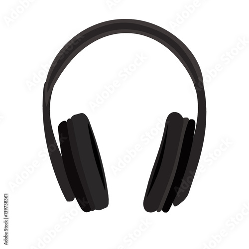 Isolated black headphones without background.  Icon with headphones. listening to music concept, audio jack sign. Trendy Flat style for graphic design, logo, Web site, social media