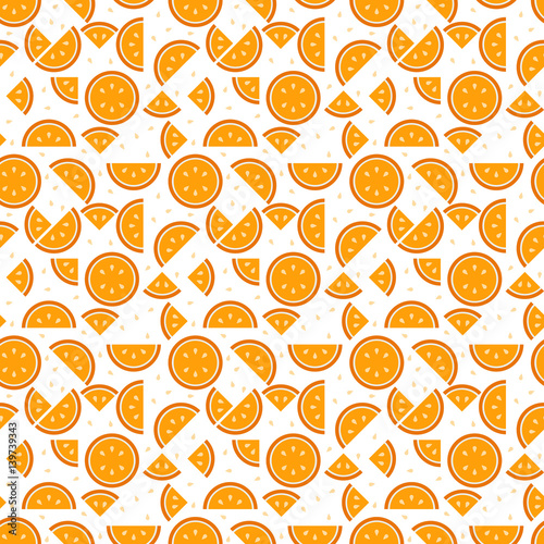 Seamless orange pattern background, tasty looking fruit endless texture on white background