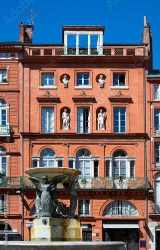 Fontaine sur la place de la Trinité de Toulouse, France